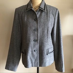 Pendleton Leather Trimmed Wool Tweed Blazer